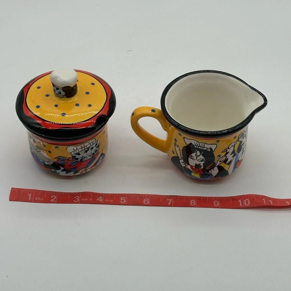 Catzilla by Candice‎ Reiter 3 Cat Chefs Creamer Pitcher 2002 Discontinued